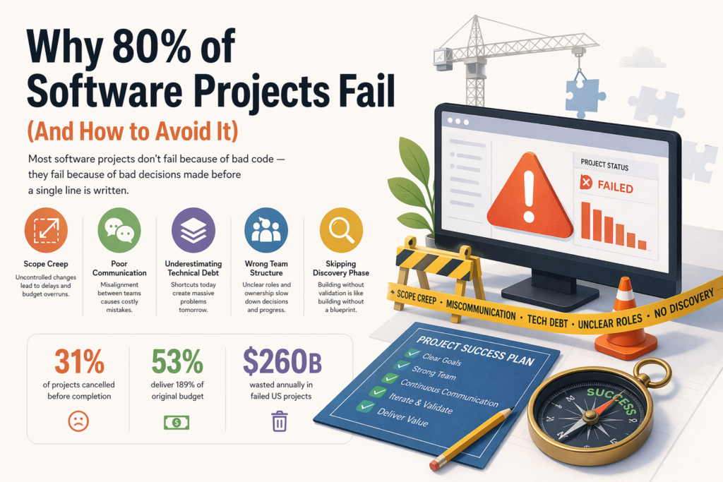software project failure causes and success strategies in development planning process